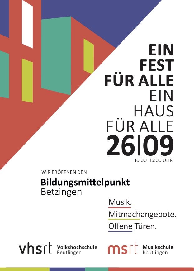 Plakat zur Eröffnung des Bildungsmittelpunkts Betzingen am 26. September 2026