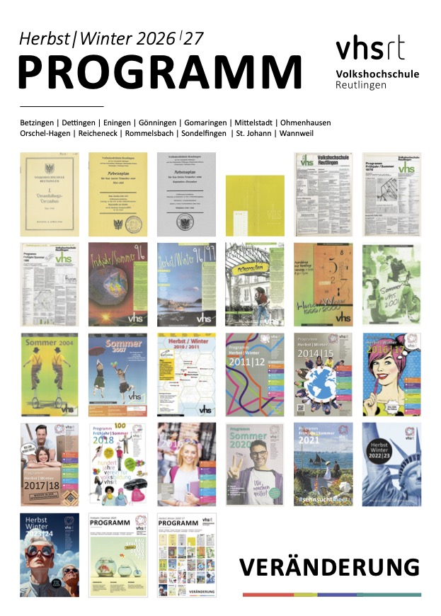 Titelseite des Programmhefts Herbst/Winter 2026/27 der Volkshochschule Reutlingen